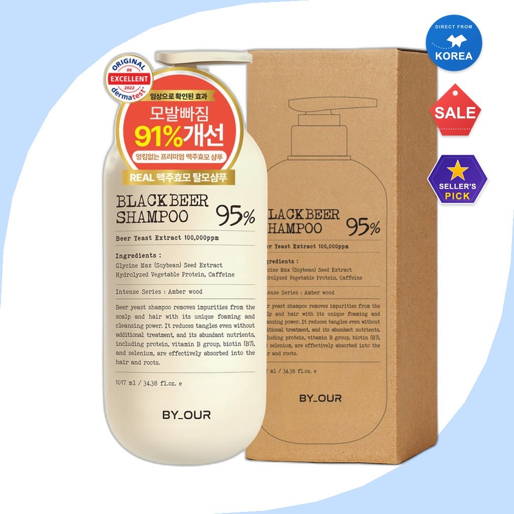 [by _ our] Dầu gội men bia đen (Gỗ hổ phách), 1.017L, 1 cái / Dầu gội Hàn Quốc / Chiết xuất men bia 