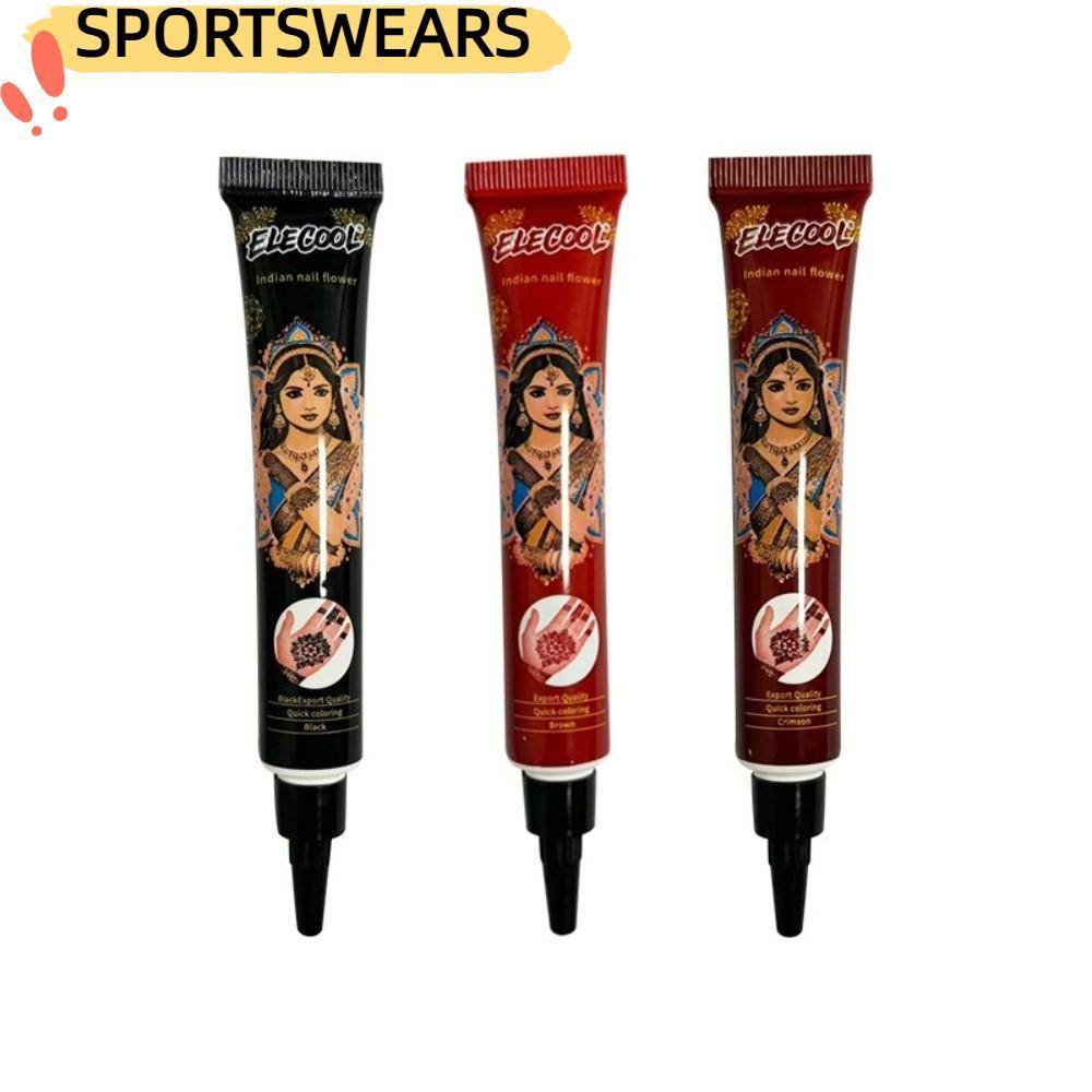 SPORTSWEARS Henna Tattoo Cream, Dụng cụ dán Henna dễ sử dụng tạm thời, Body Art Bán vĩnh viễn Black 