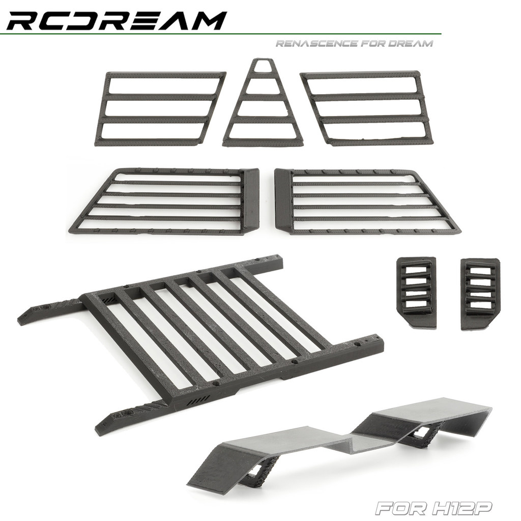 Mô phỏng Giá treo hành lý lưới tản nhiệt giáp cánh đuôi cho xe bánh xích RC MJX 1 / 12 H12P