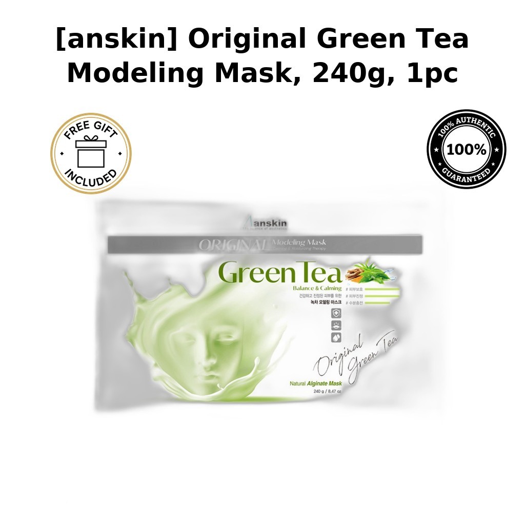 [anskin] Mặt nạ mô hình trà xanh nguyên bản, 240g, 1 mặt nạ mô hình Hàn Quốc / Công thức Alginate củ