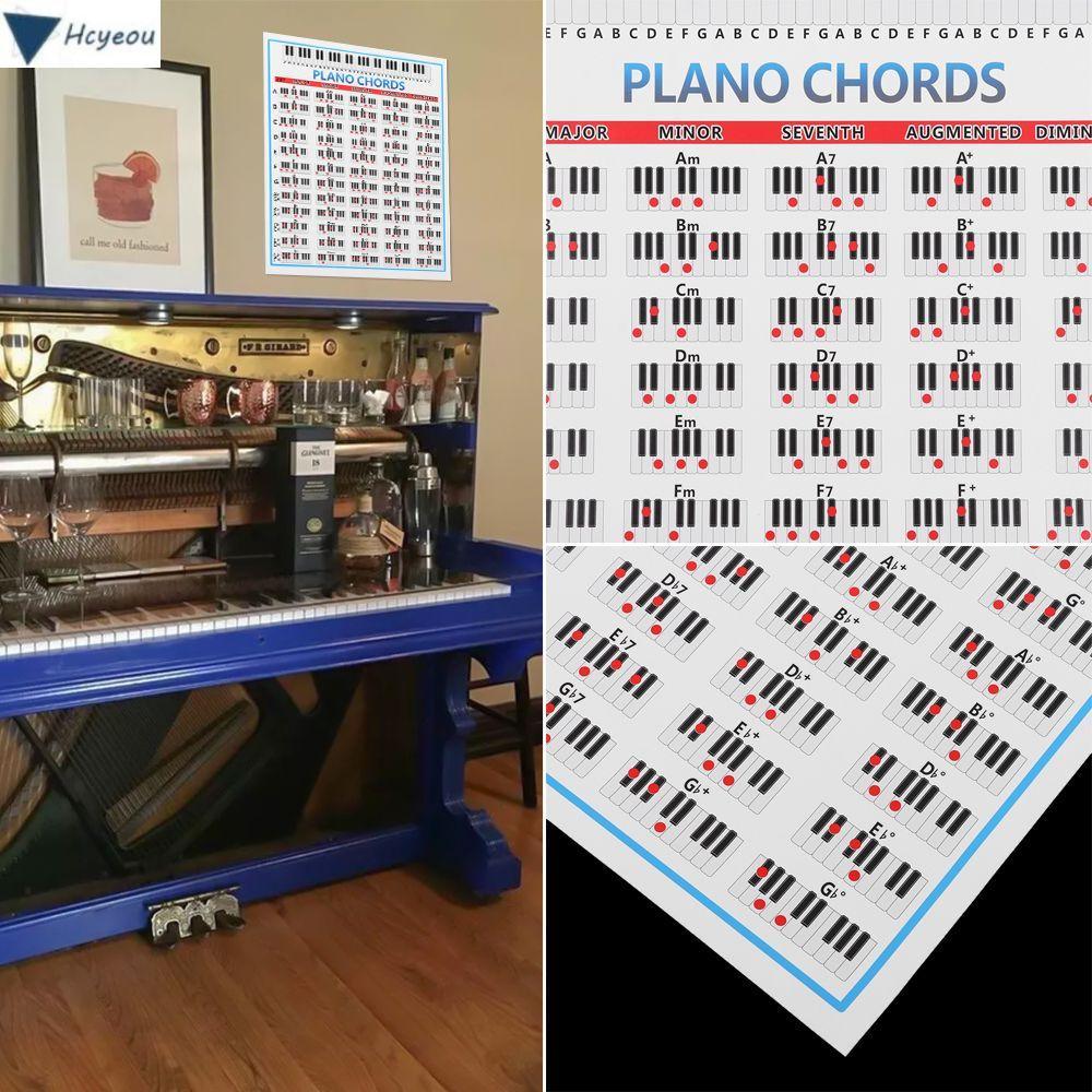 HCYEOU Tablature Piano Chords Trẻ Em Hợp Âm Biểu Đồ Poster Dành Cho Học Sinh 88 Chìa Khóa Người Mới 