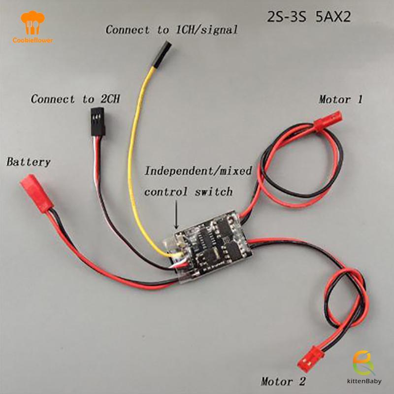 [Kitten-t] Bàn chải hai chiều hai chiều Esc 2s-3s Lipo 5a Esc Điều khiển tốc độ cho mẫu Rc mới