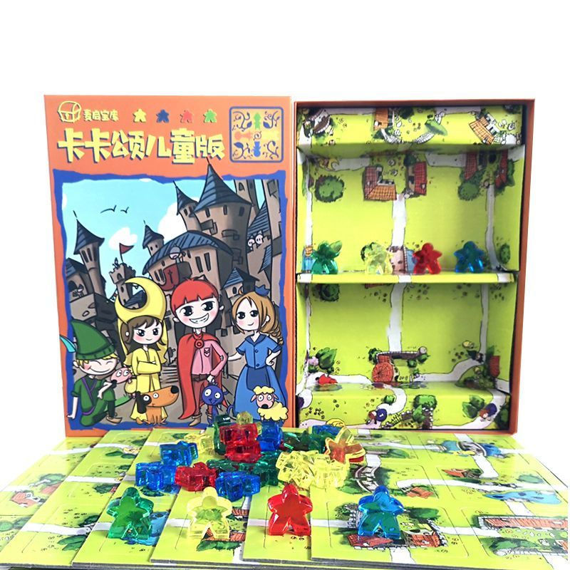 JUA Carcassonne children's edition board game, card strategy, multiplayer leisure party, parent-chil