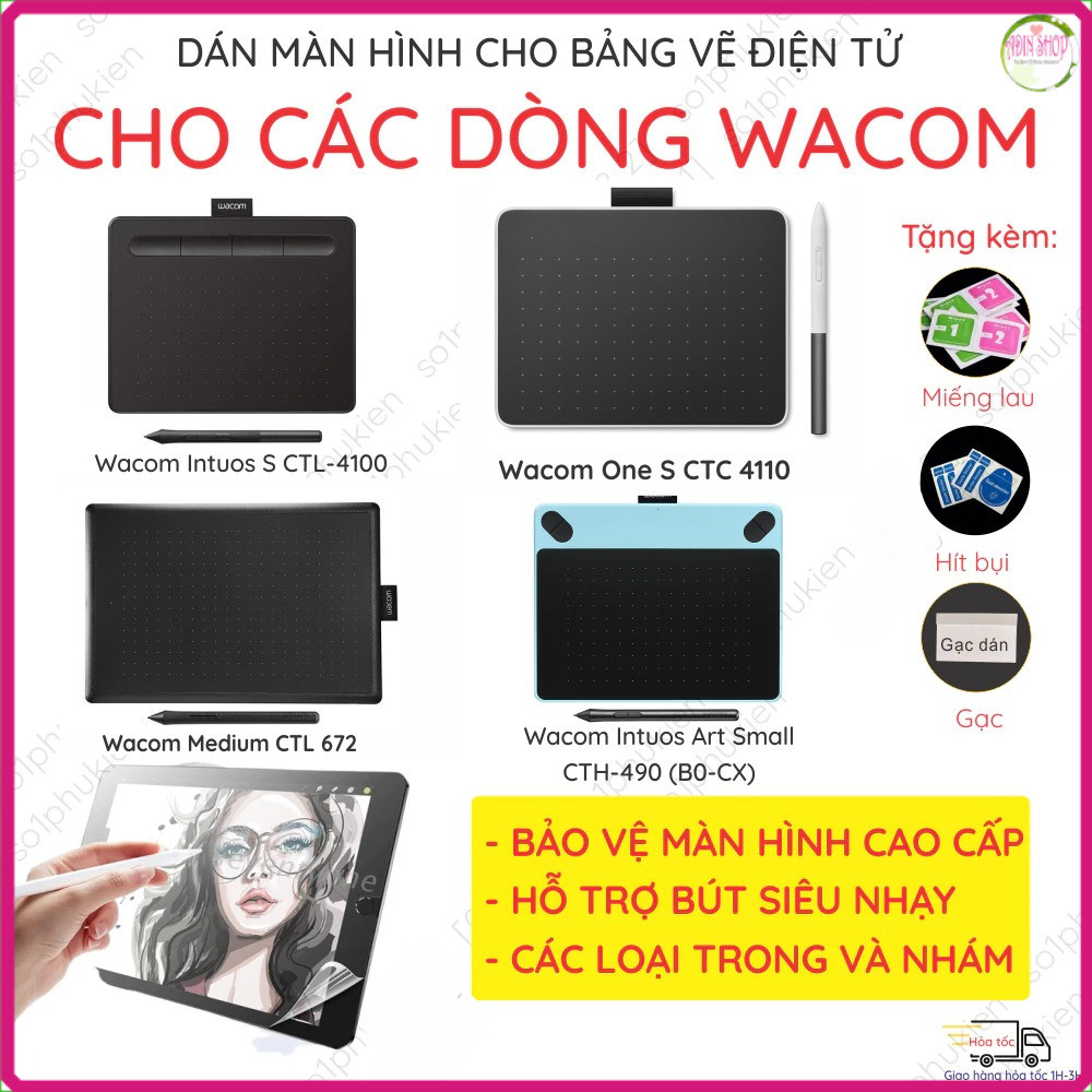 Dán màn hình bảng vẽ điện tử cành cho Wacom Intuos S M L CTL 6100WL 4100 472 672 CTH 470 480 490 690