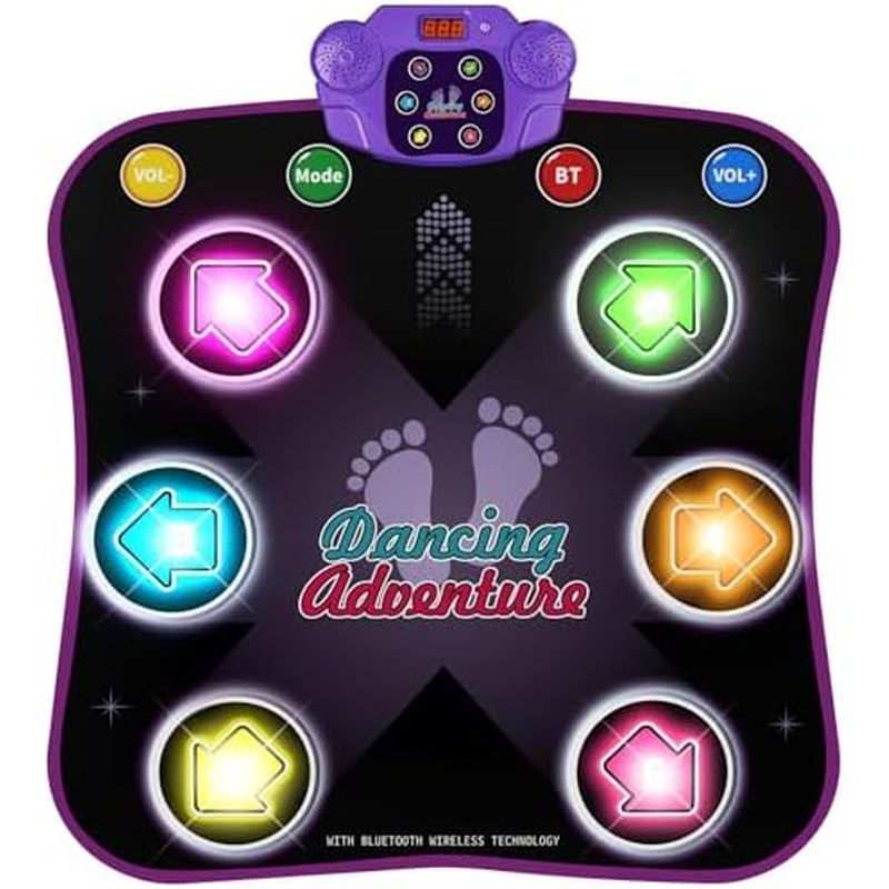 Toys for 3-12 Year Old Kids, Electronic Dance Pad with Light-up 6-Button Wireless Bluetooth, Music D
