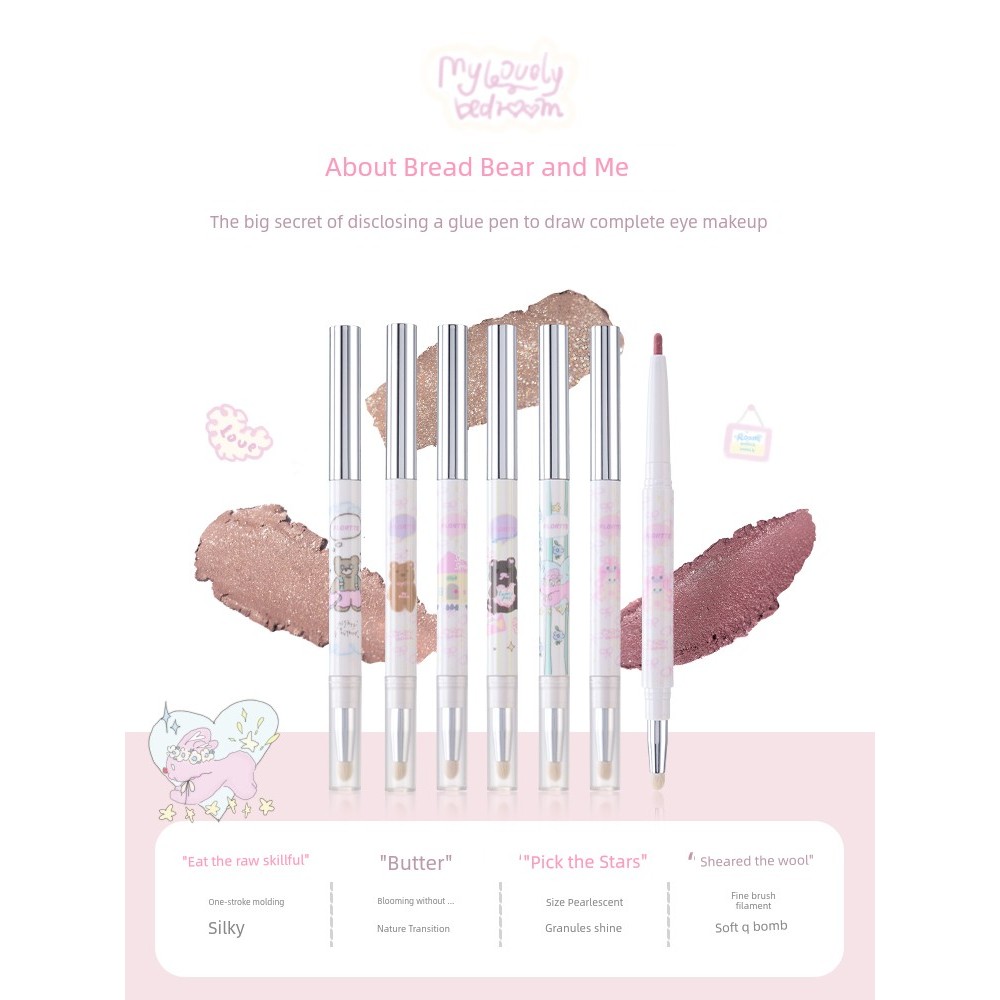 chì kẻ mắt bút chì kẻ mắt Flower Lolia Bread Bear and Me Eyeliner Gel Pen Hai đầu Nằm Silkworm Eyeli