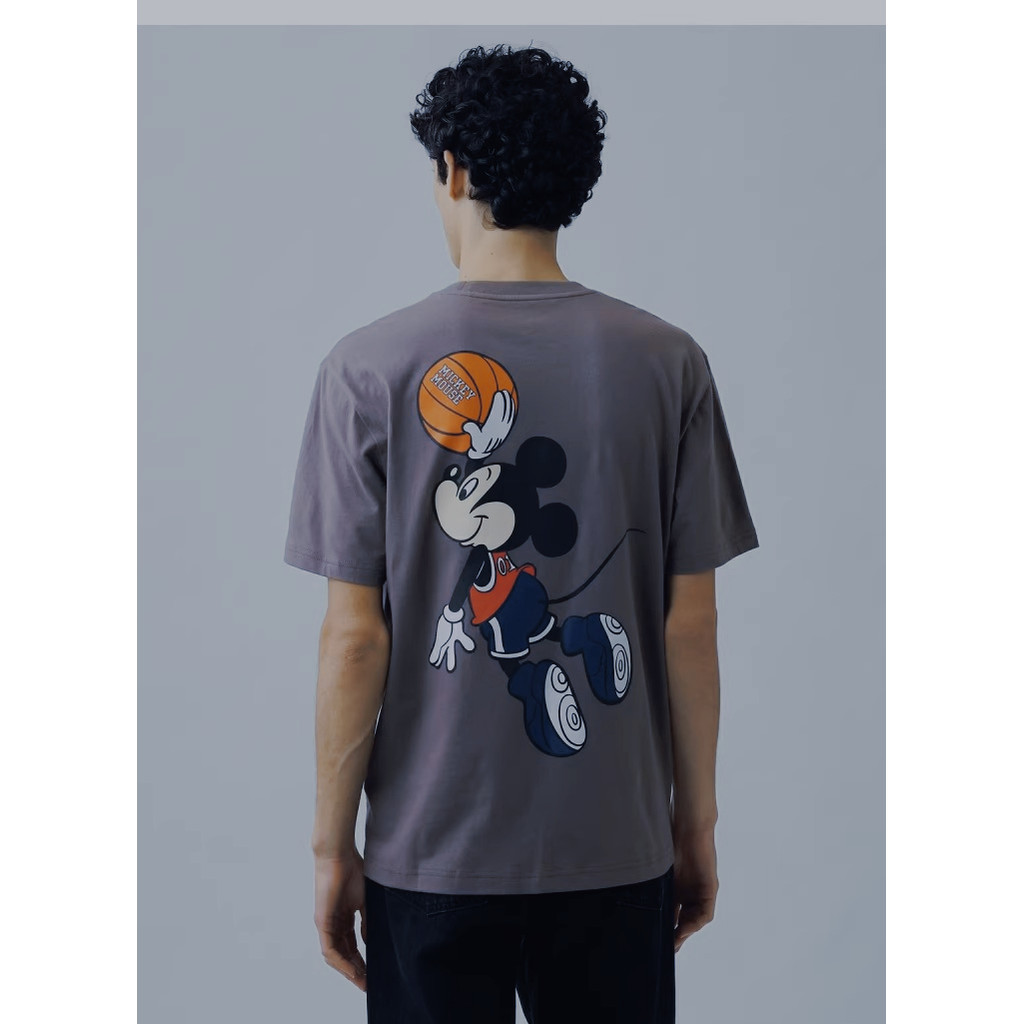 Gop Áo thun cotton cổ tròn cỡ lớn hình chuột Mickey cho nam và nữ