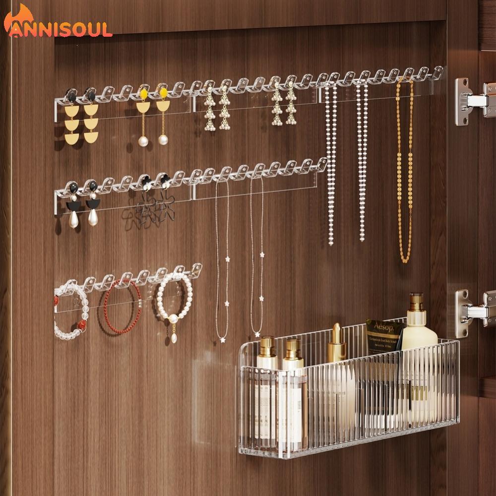 [NISO]Wall Jewelry Rack Wall-mounted Design Multi-hook Layout Earring Slots 8 Holes