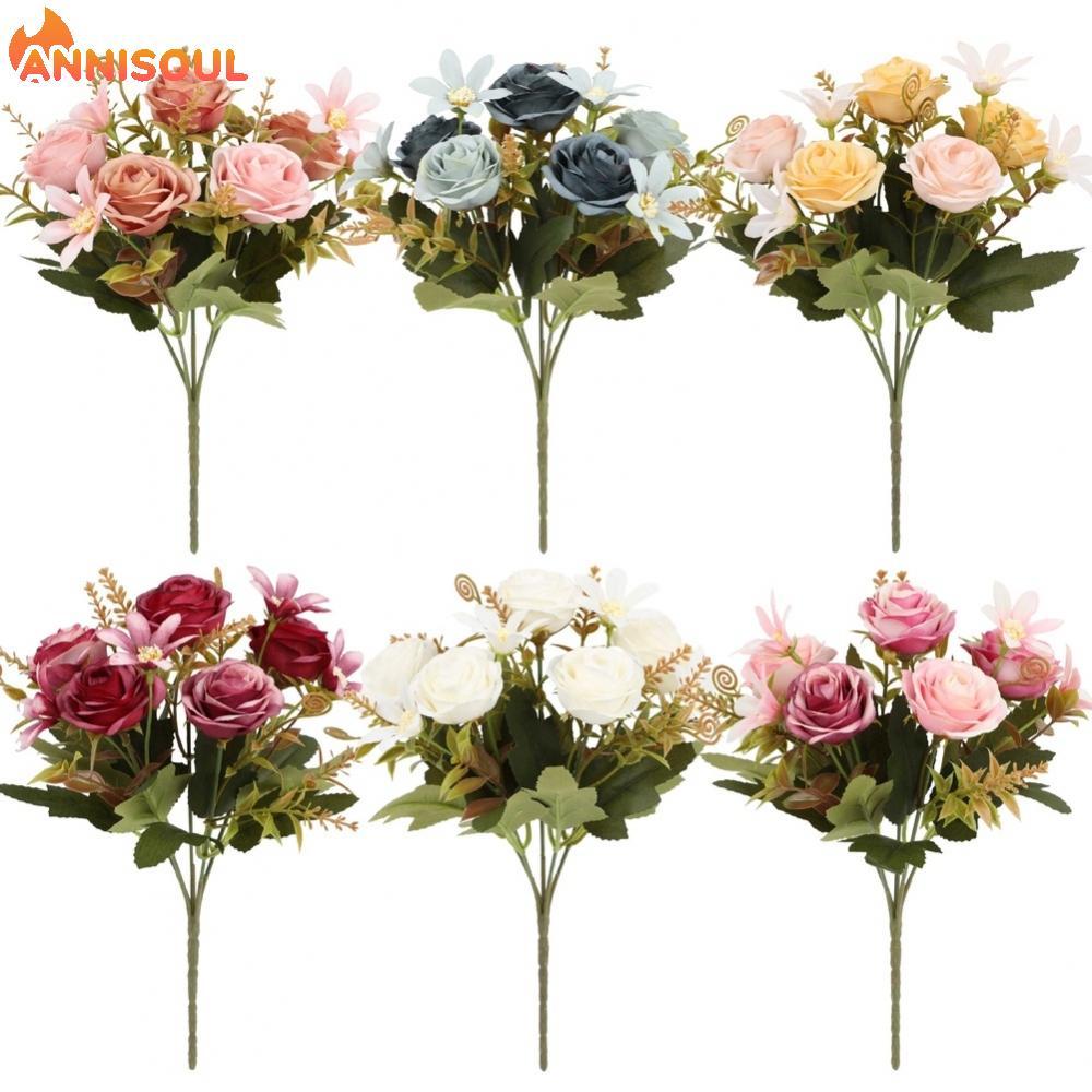 [NISO]29 cm Tall Artificial Silk Flower Bouquet Containing Rose Camellia Chrysanthemum
