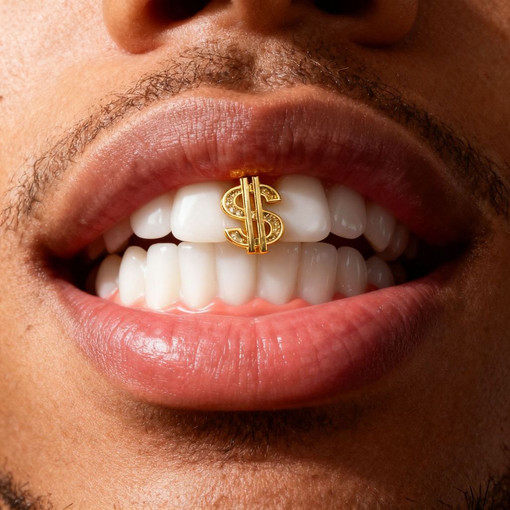 [Hàng có sẵn] Niềng răng đô la đơn kiểu Âu Mỹ Full Zircon Halloween Đồ trang trí răng grillz Phụ kiệ