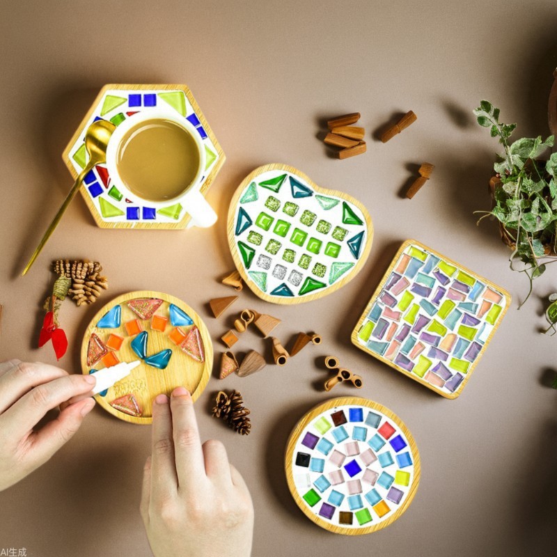 [Giảm Giá] Khảm Coaster DIY Sáng Tạo Trẻ Em Handmade Gói Chất Liệu Sự Kiện Lễ Hội Năm Mới Handmade D
