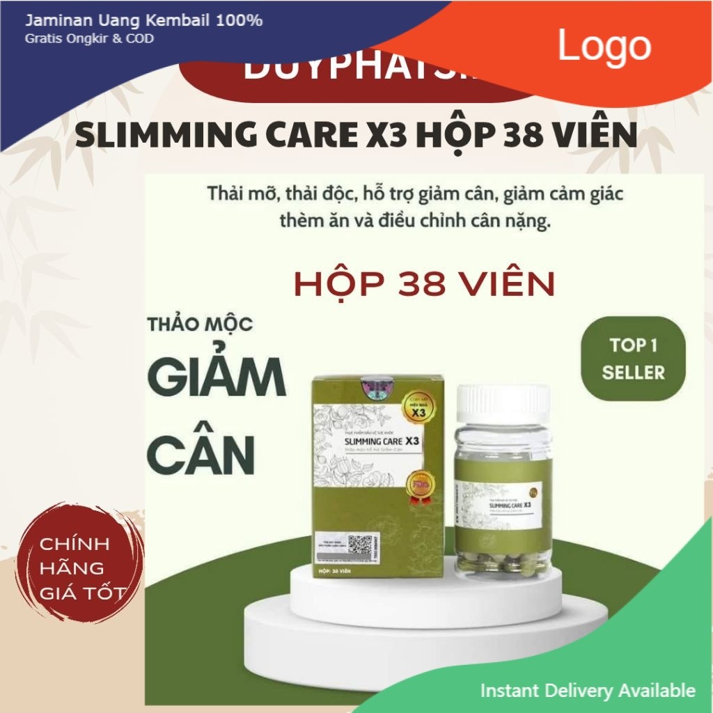 Hộp 38 viên có sẵn Trà Thảo Mộc aura không detox Slim Care X3 Chính Hãng