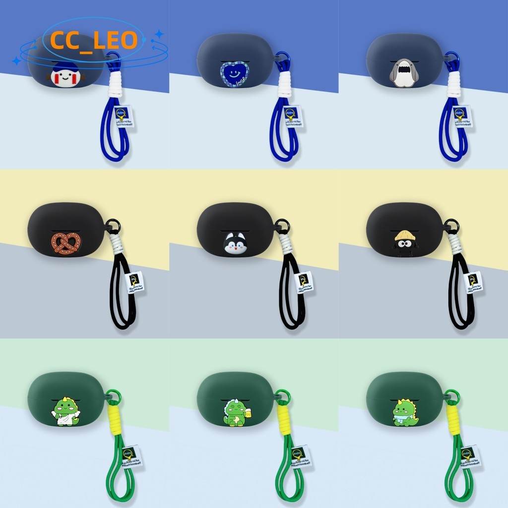 for EarFun Clip 2 Case Cartoon Dinosaur Cute Cat Lanyard Silicone Soft Case Suitable for EarFun Clip