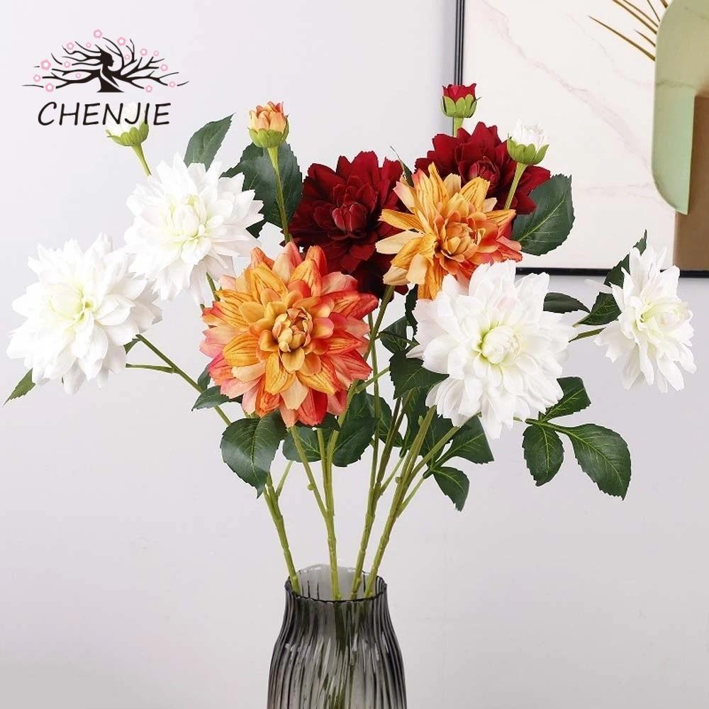 CHENJIE Mô Phỏng Lớn Dahlia, Cây Handmade Hoa Dahlia Nhân Tạo, Sắp Xếp Hoa Cảm Ứng Thực Tế 76cm Faux