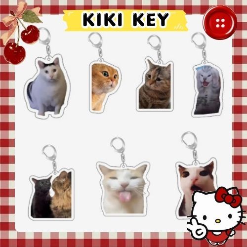 Móc khóa Rambling Goat Huh Cat Meme Cat Screaming With Paws On Its Head móc khoá bằng chất liệu arcr