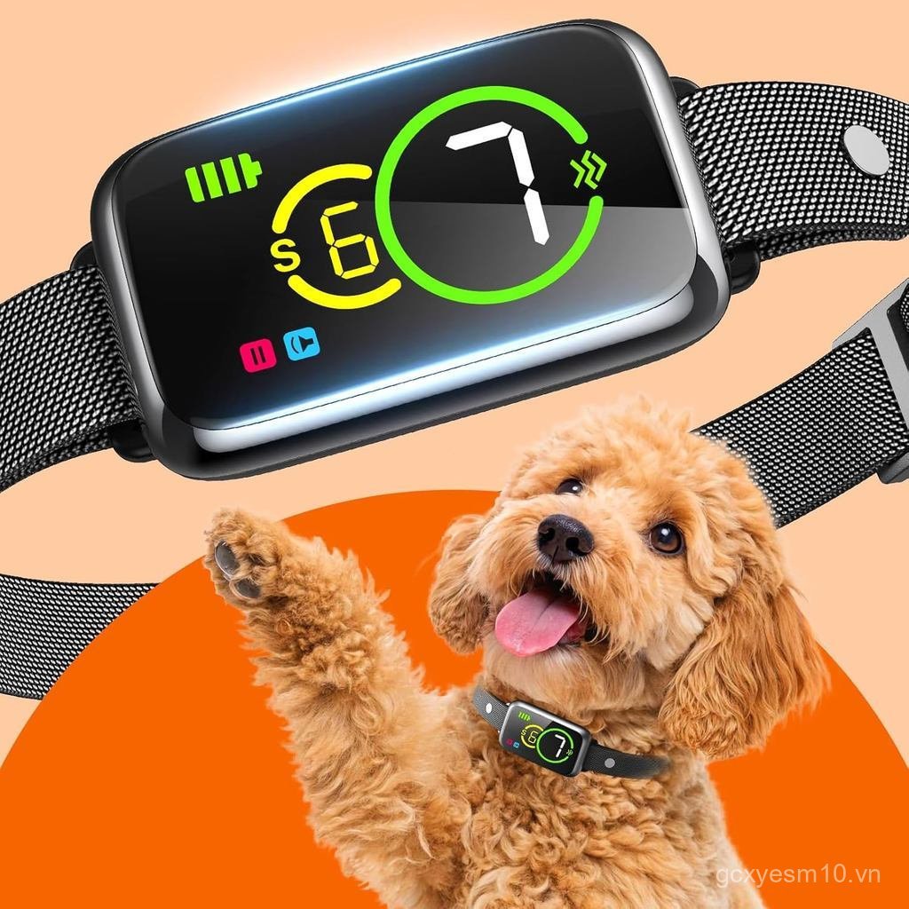 1S Stop Barking Smart Dog Bark Collar, Thiết bị chống sủa nhân đạo có tiếng bíp & rung, 7 độ nhạy có