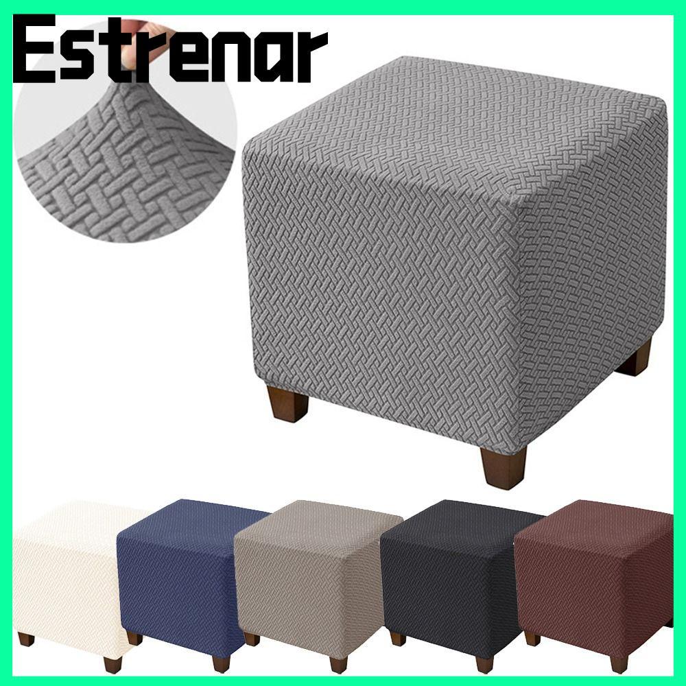 ESTRENAR Jacquard Ottoman Cover, Velvet T-Shape Square Stool Cover, Mềm Co Giãn Màu Trơn Chân Slipco