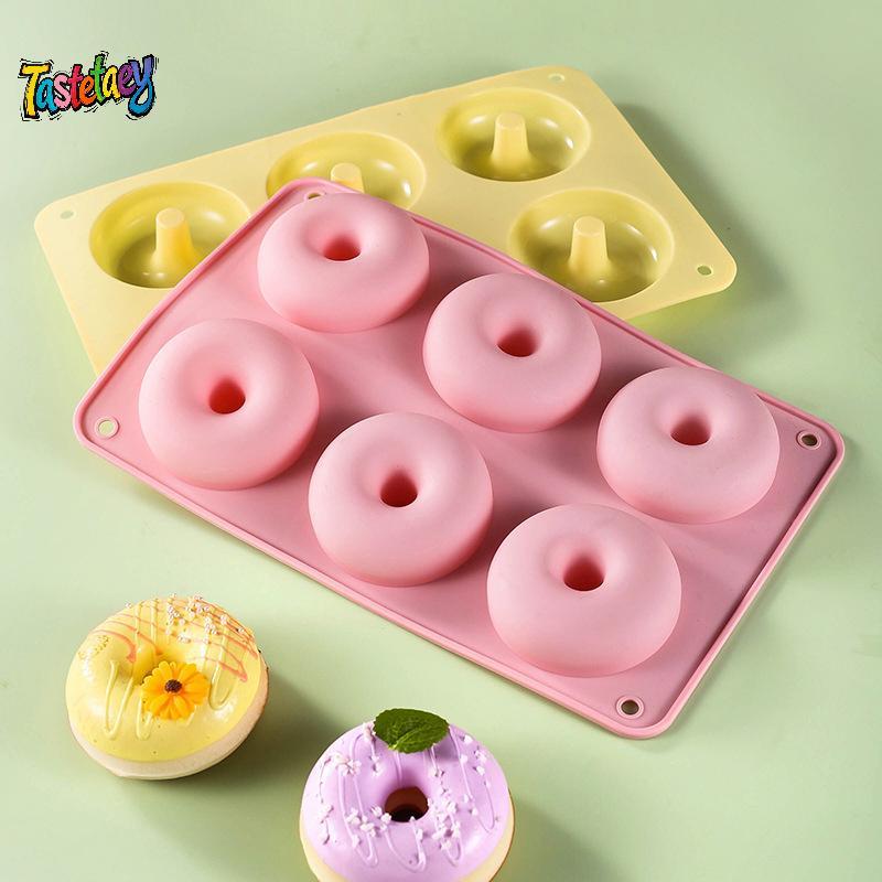Tasty 1 6 Bánh Donut Bánh Khuôn Silicon DIY Nhà Bếp Nướng Khuôn Nướng Bánh Khay Bánh Donut Làm Kẹo K