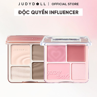 [HANNAH OLALA] Combo Bảng Tạo Khối & Bảng Má Hồng 4 Ô JUDYDOLL Highlight Contour Palette 9g & Blush Palette 9g