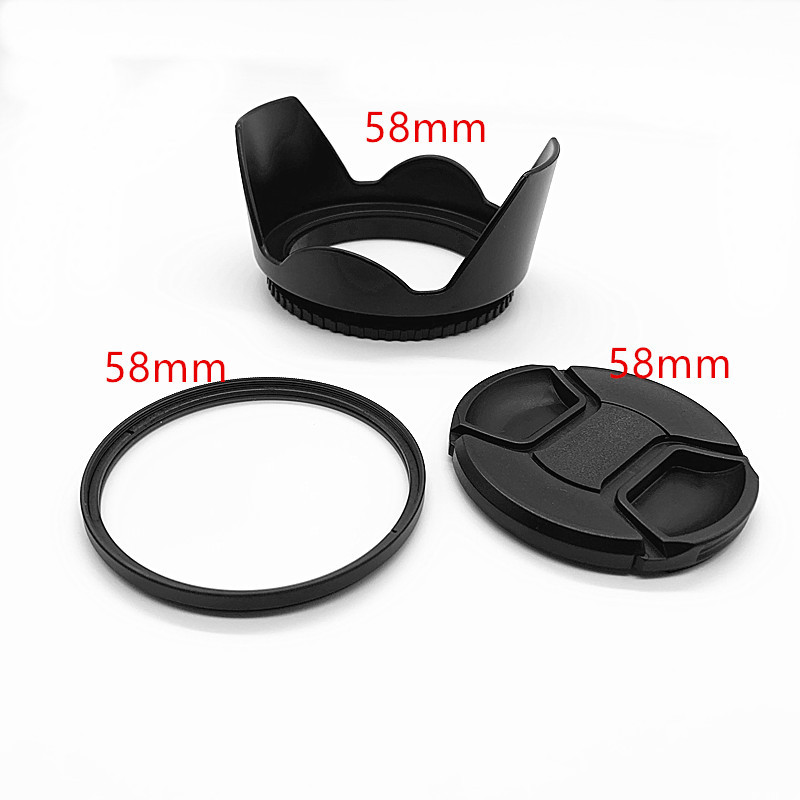 Mũ trùm đầu ống kính 58mm Bộ lọc UV cho Fuji FujiFilm HS10 HS20EXR
