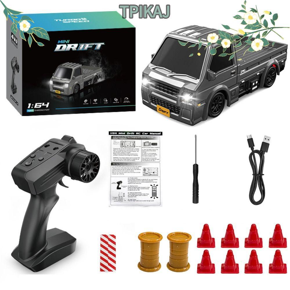 TPIKAJ RC Drift Car, Đèn LED 2.4G 1: 64 RC Truck, Sạc Tốc Độ Cao 4WD Mini RC Xe Máy Tính Để Bàn Đua 