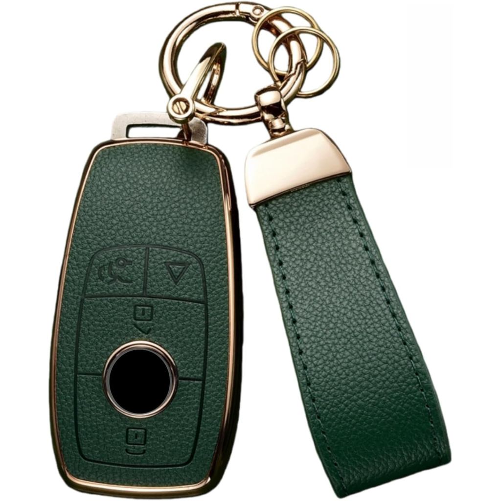 Chìa Khóa Fob Dành Cho Xe Mercedes Benz Có Móc Chìa Khóa, Da Trên + Vỏ Chìa Khóa TPU Mềm Cho Xe Merc
