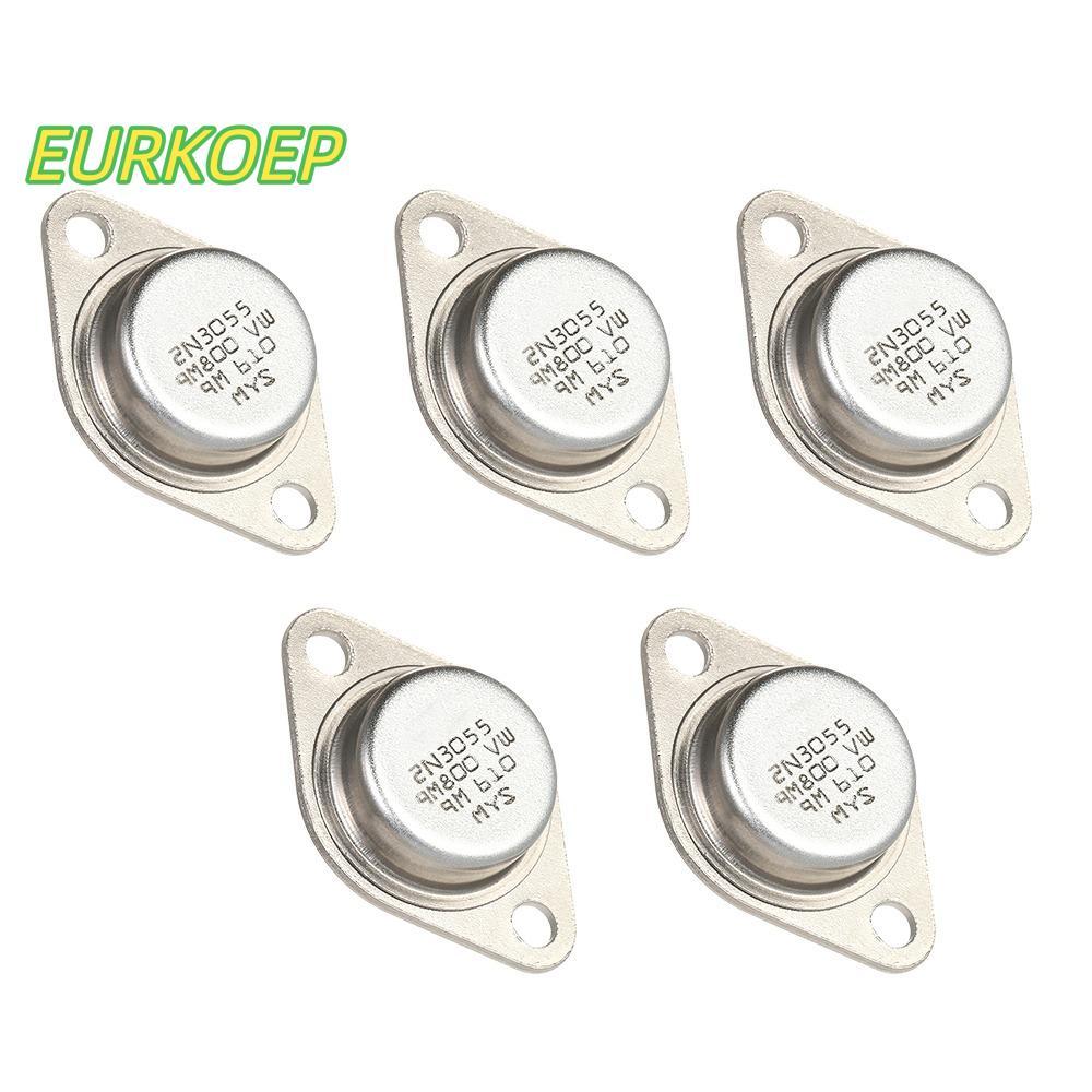 MAILE 5 Chiếc Điện Trở, 15A / 60V TO-3 2N3055 Điện Transistor, Bộ Transistor 2N3055 NPN Kim Loại 15A