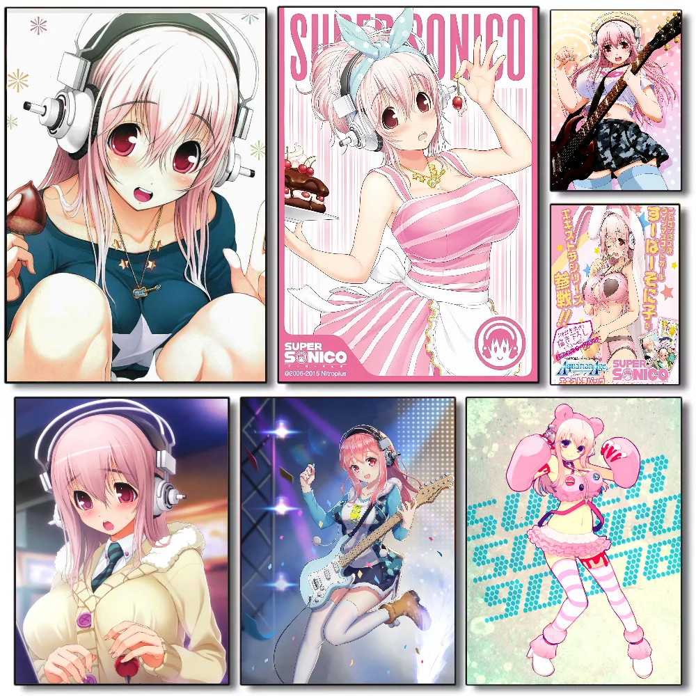 Super Sonico Manga Anime Poster HD Nghệ Thuật Chống Thấm Nước Dán Tường Cho Gia Đình Phòng Khách Phò