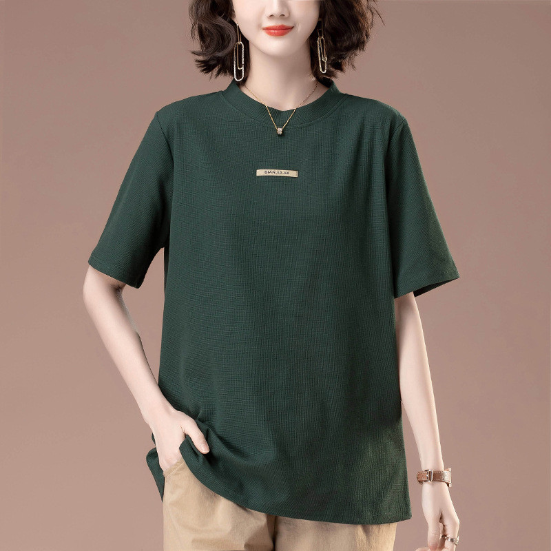 Women's Short-Sleeved T-shirt Summer New plus-Sized plus Size Women's Loose Mom Casual Versatile Hal