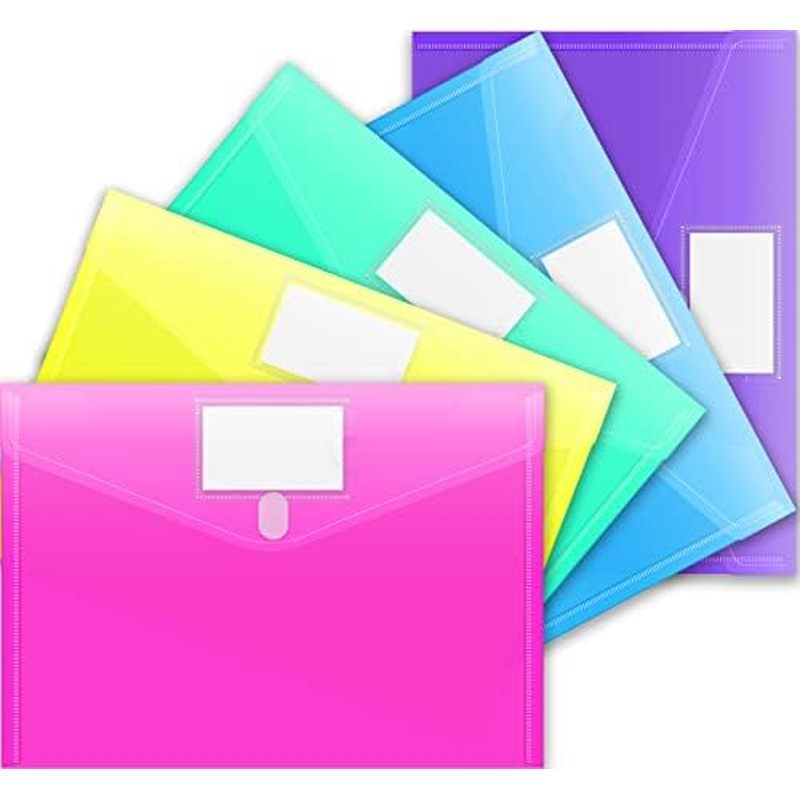 Sooez 10 Pack File Folders, Clear Poly Envelopes Plastic Folders, Folder for Documents Letter A4 Siz