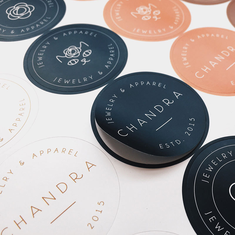 Popular~Colored coated paper, matte silver kraft paper, custom transparent round logo sticker logo L