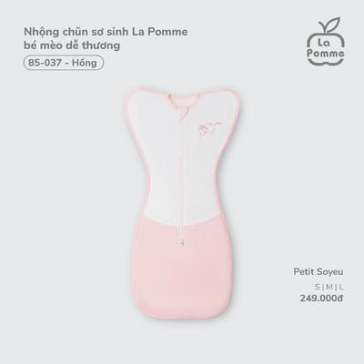 Nhộng chũn sơ sinh La Pomme bé mèo dễ thương - Sợi Petit Soyeu thoáng mát – Bé gái - S, M, L