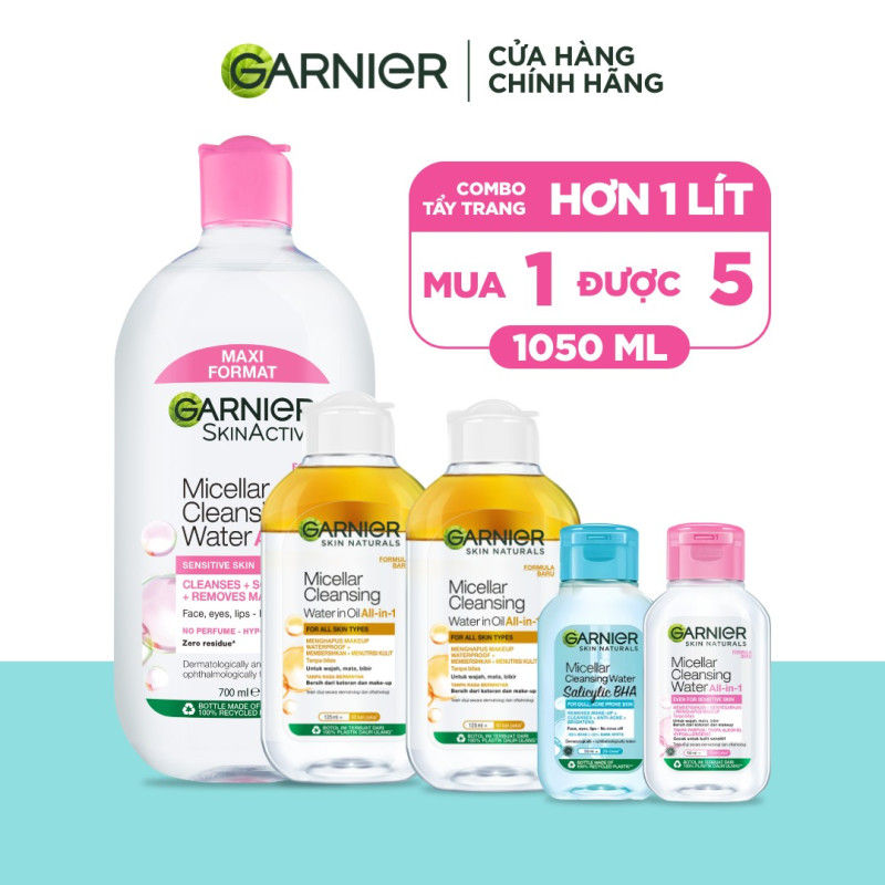 Bộ 1 LÍT Nước Tẩy Trang làm sạch sâu dịu nhẹ cho mọi loại da- Garnier Micellar Cleansing Water | BigBuy360 - bigbuy360.vn