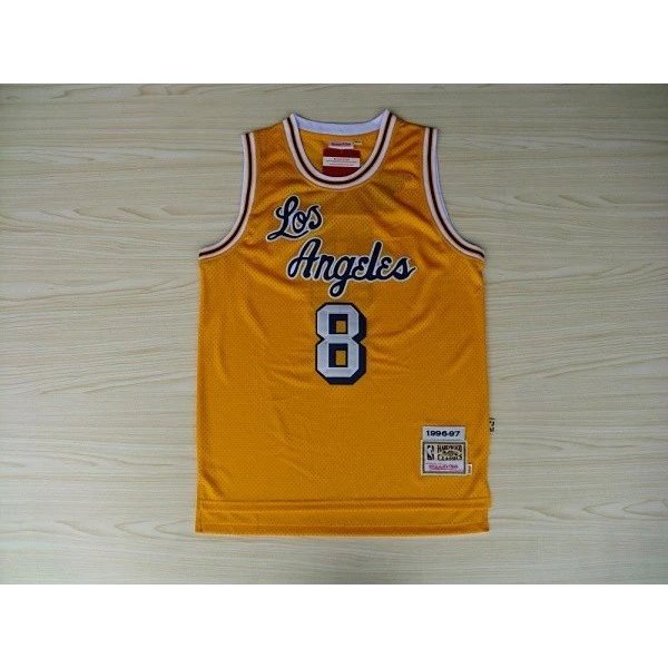 Lakers Không. 8 Kobe Jersey Lưới Jersey Retro Áo Vest Thêu Áo Bóng Rổ Màu Vàng