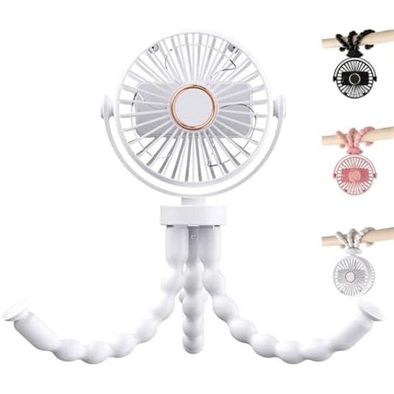 USB Rechargeable Octopus Mini Fan, Flexible Tripod, Quiet & Strong Wind, Portable Stroller Fan for B