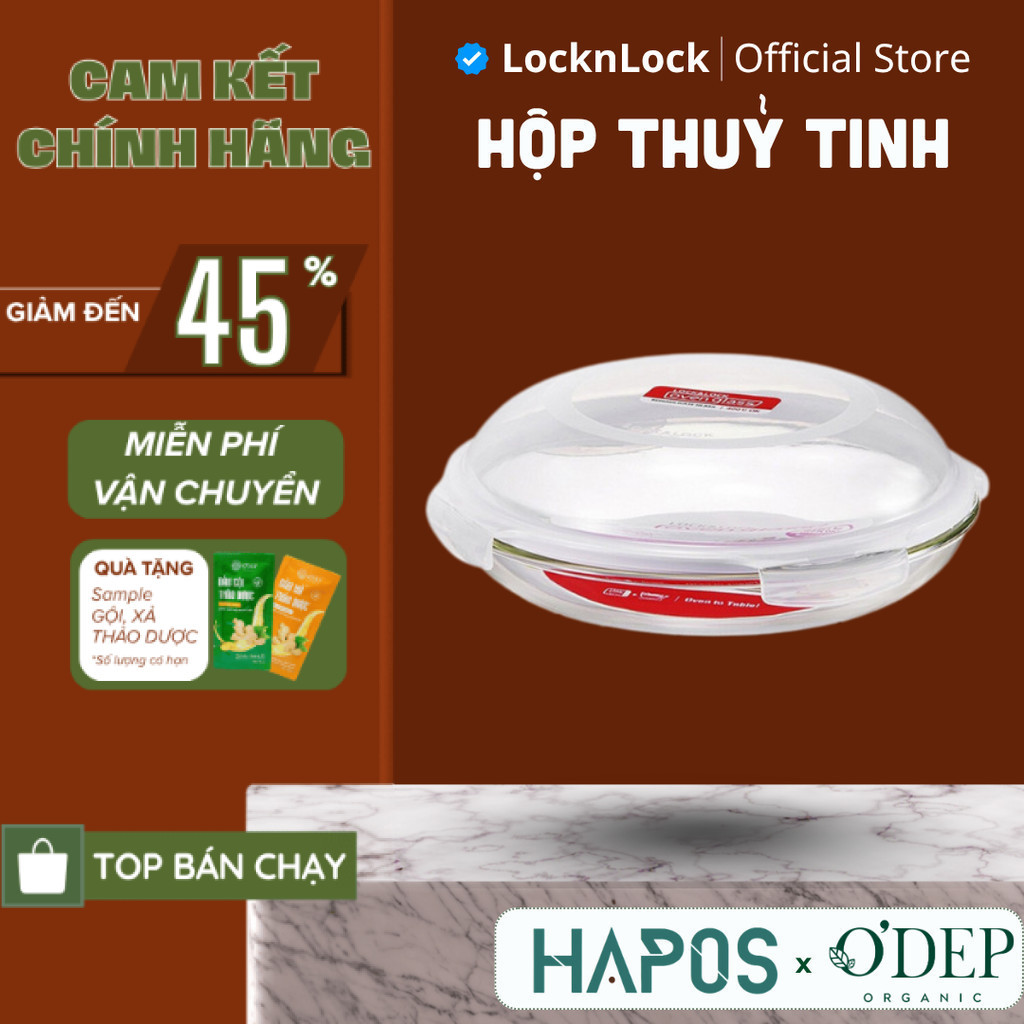 Hộp thủy tinh chịu nhiệt hình tròn Chính hãng LocknLock Glass food container round 530ml LLG883 - HA
