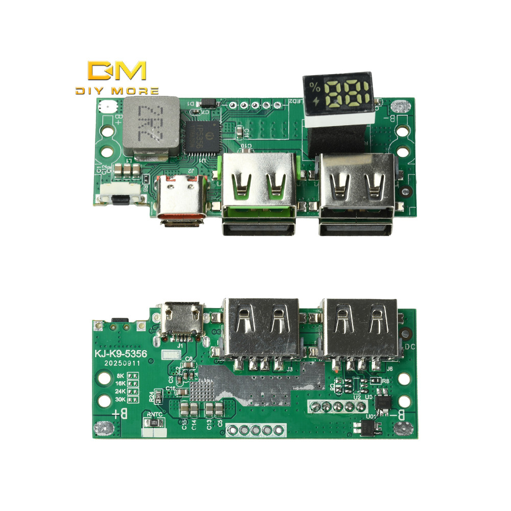 Mô-đun sạc nhanh màn hình kỹ thuật số toàn bộ DIYMORE PD / QC IP5356 cho pin 3.7V (DIY)
