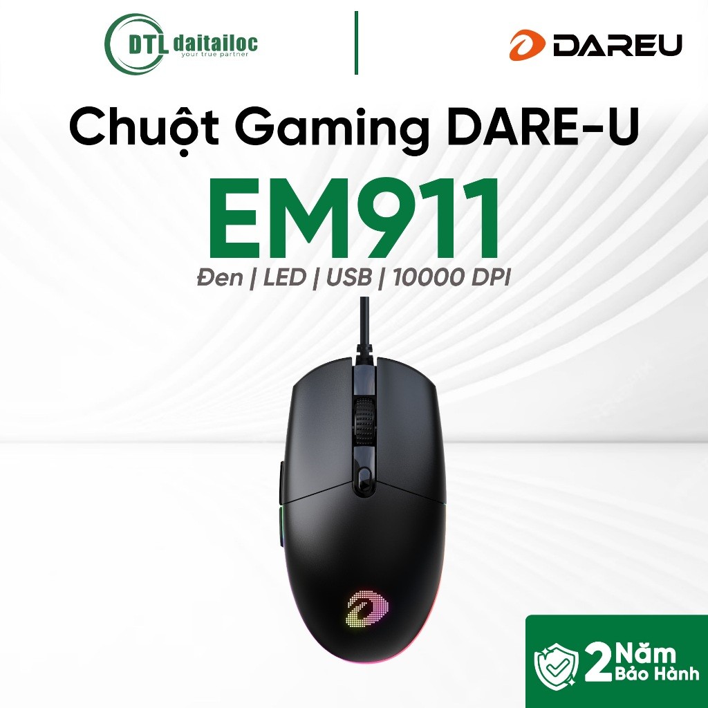 Chuột Có Dây Gaming Dare-U EM911 Đen | Chính hãng | Bảo hành 24 tháng