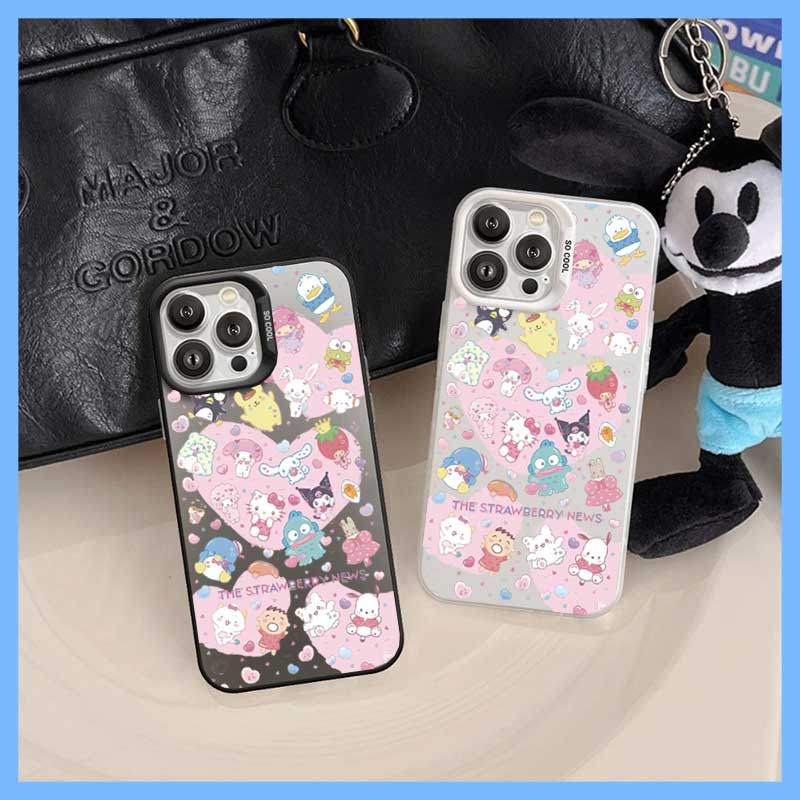 Ốp Lưng iPhone The Strawberry News Dễ Thương Màu Hồng,iP 11/12/13/14/15/16/17/Plus/Pro/Max/XR/XS