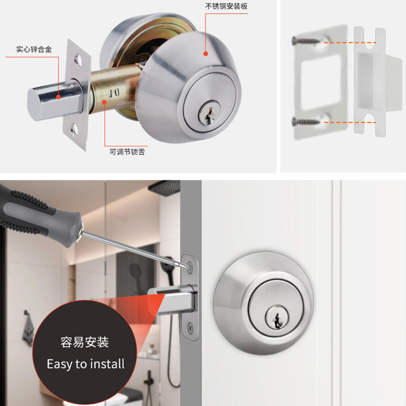 Popular~D102SS Recessed lock, double-sided lock, auxiliary lock, single-tongue lock, passage door lo