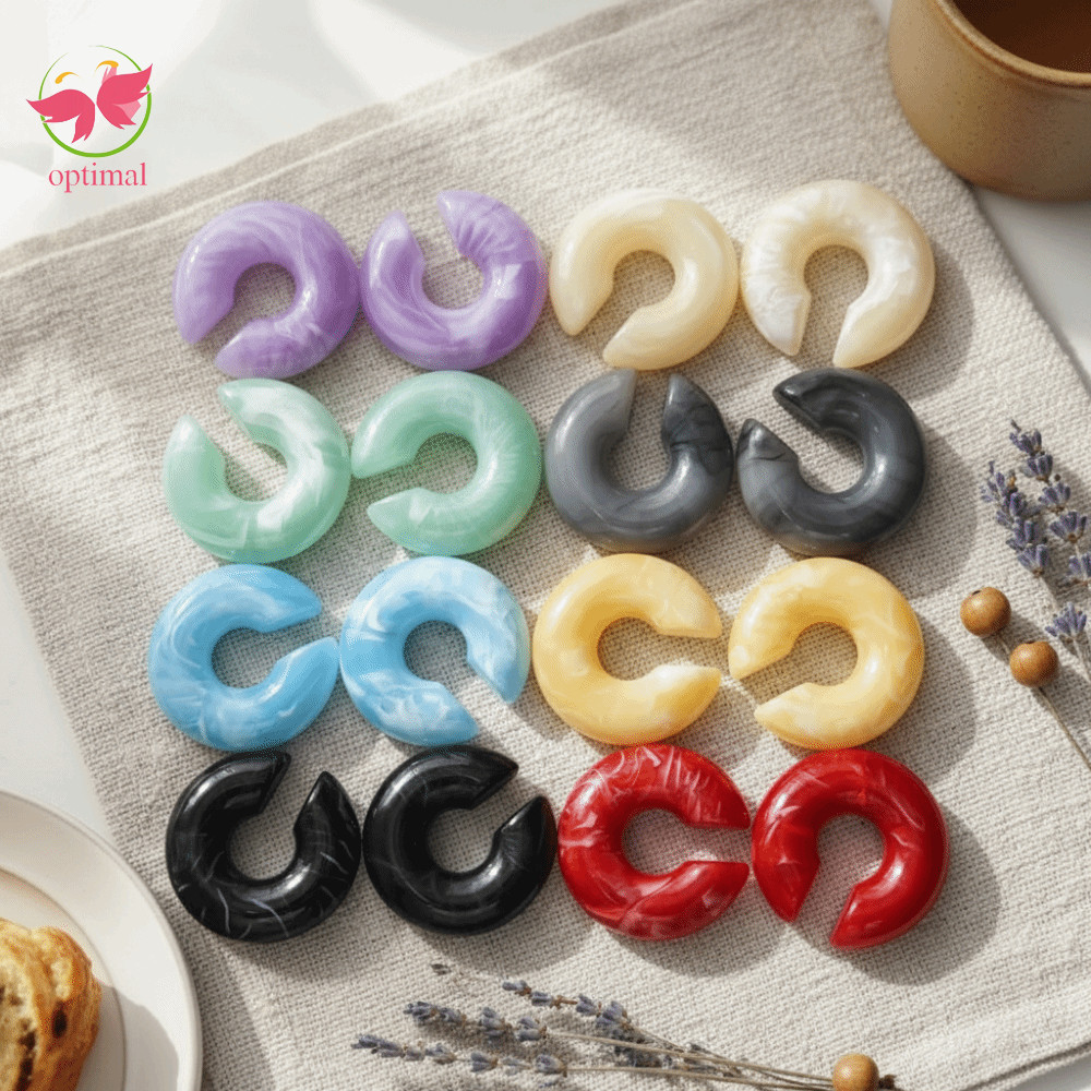 optimal limit OPTIMAL LIMIT C Shape Ear Cuff, Bông tai kẹp tai màu thạch Acrylic, Nhựa INS Mịn Nhẹ K