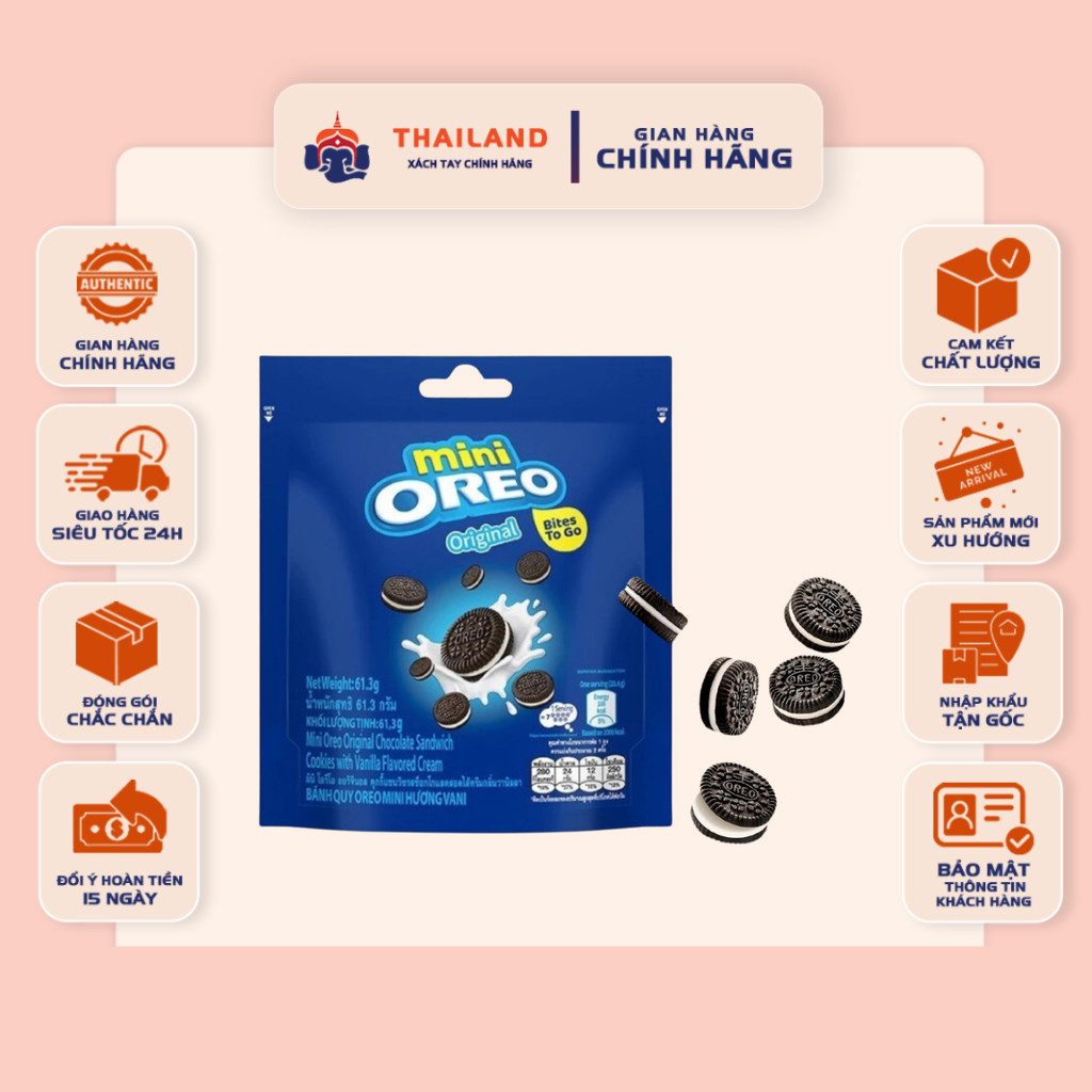 [COMBO 3 BỊCH] Bánh Quy Oreo  Mini Kem Vani 58.4g