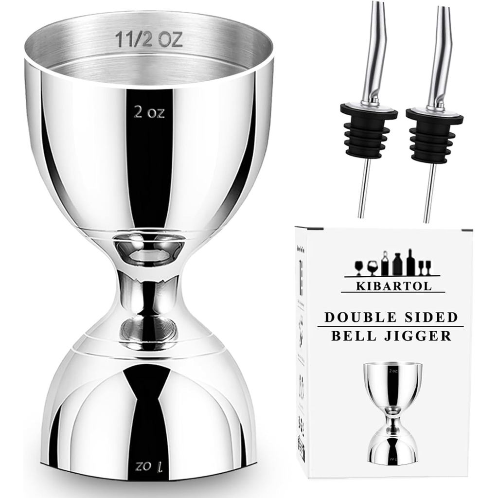 Jigger để pha chế, 2 oz 1 oz Bartender Jigger Thép không gỉ, Jigger Cocktail đôi với các phép đo bên
