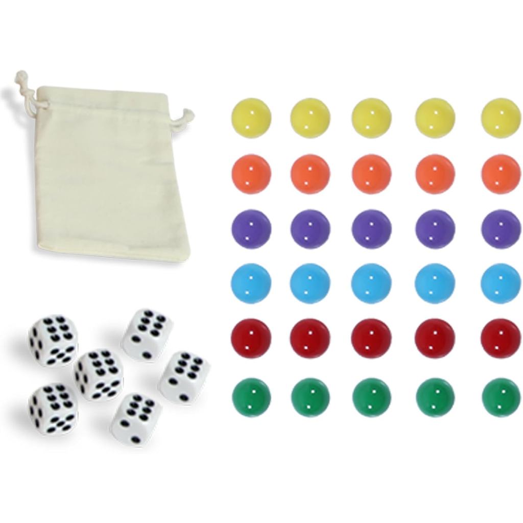 HOROW 30 Chiếc Wahoo Board Game Đá Cẩm Thạch Thay Thế 6 Màu Đá Cẩm Thạch, 6 Dices Và 1 Túi Bảo Quản 