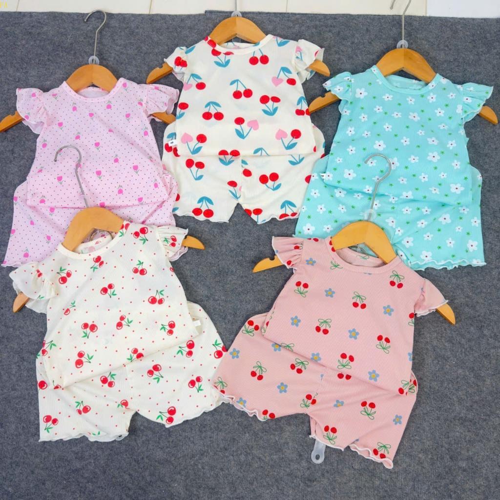 Combo FT gồm 05 bộ quần áo làm bằng vải thun và lụa cho bé gái 4-24kg John Baby