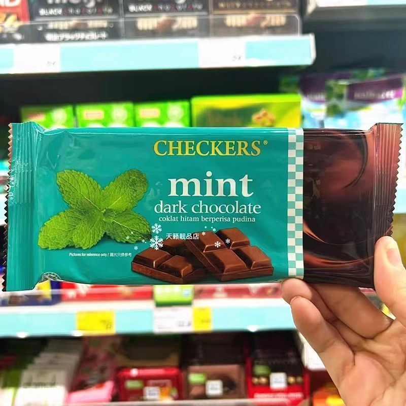 Hồng Kông Daigou Malaysia Checkers Mint Sôcôla đen 100g Influencer Mỏng Nhập khẩu Đồ ăn nhẹ thông th
