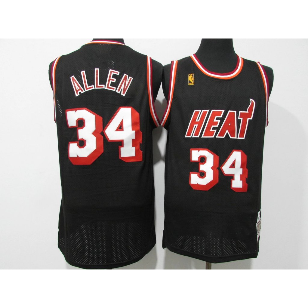 Áo jersey bóng rổ Miami Heat số 34 Ray Allen, thiết kế lưới cổ điển, thêu tay đẹp mắt