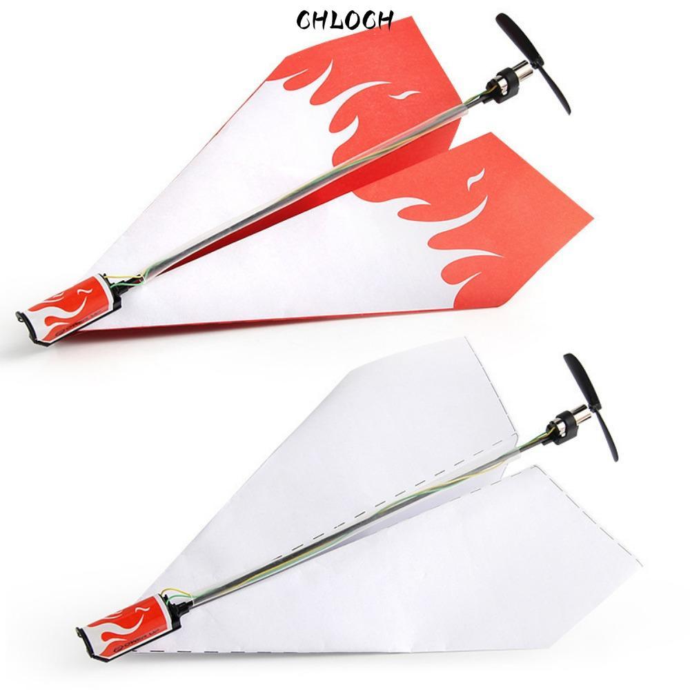 CHLOCH Airplane Rc Folding Paper Model, Giấy & Nhựa Đỏ & Trắng DIY Motor Power Plane, Máy bay không 