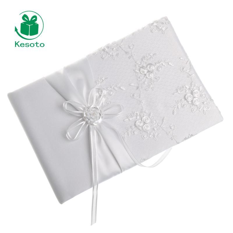 Vintage Wedding Guest Book Wishes Book Quà tặng tắm cô dâu, 9,45 x 6,50 inch, Satin trắng