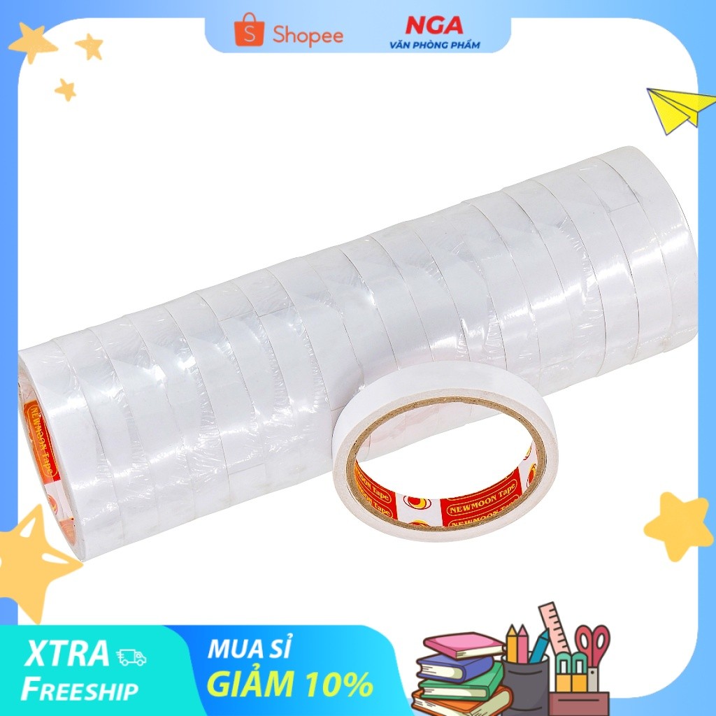 [MUA SỈ GIẢM 10%] [COMBO 4 CUỘN] Băng keo hai mặt 1,6cm, (dài 8.1m) 35gr